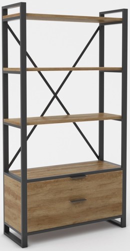 Стеллаж Hype Mebel Стандарт Люкс 80x170 (черный/дуб галифакс олово)