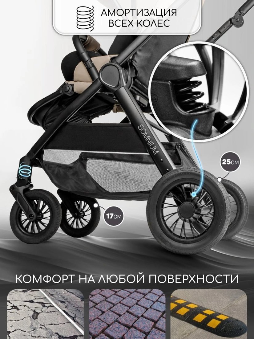 Коляска прогулочная «книга» Amarobaby Somnium AB25-10SOMNIUM/03 (бежевый)