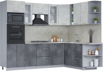 Готовая кухня Интерлиния Мила 1.88x2.6 правая (бетон лайт/бетон портленд/опал светлый)