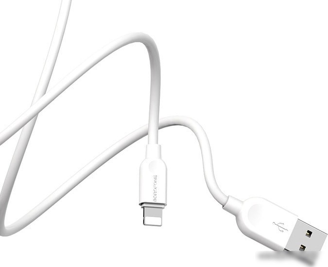 Кабель Borofone BX14 USB Type-A - Lightning (2 м, белый)