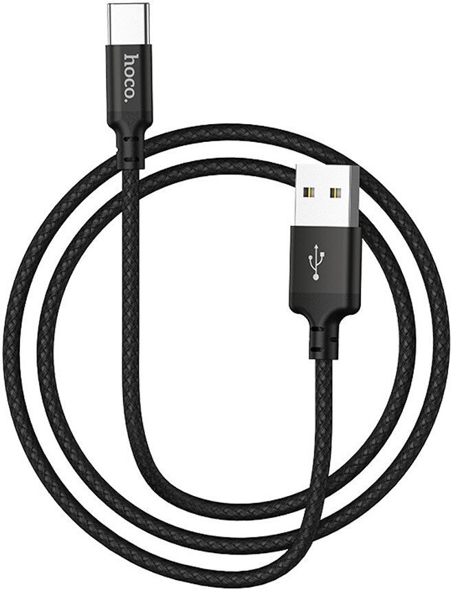 Кабель Hoco X14 USB Type-A - USB Type-C (1 м, черный)