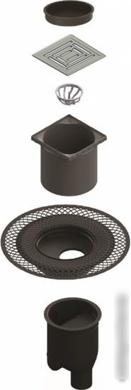 Трап/канал Berges Wasserhaus Platz Uno 150x150 090070 (матовый хром)