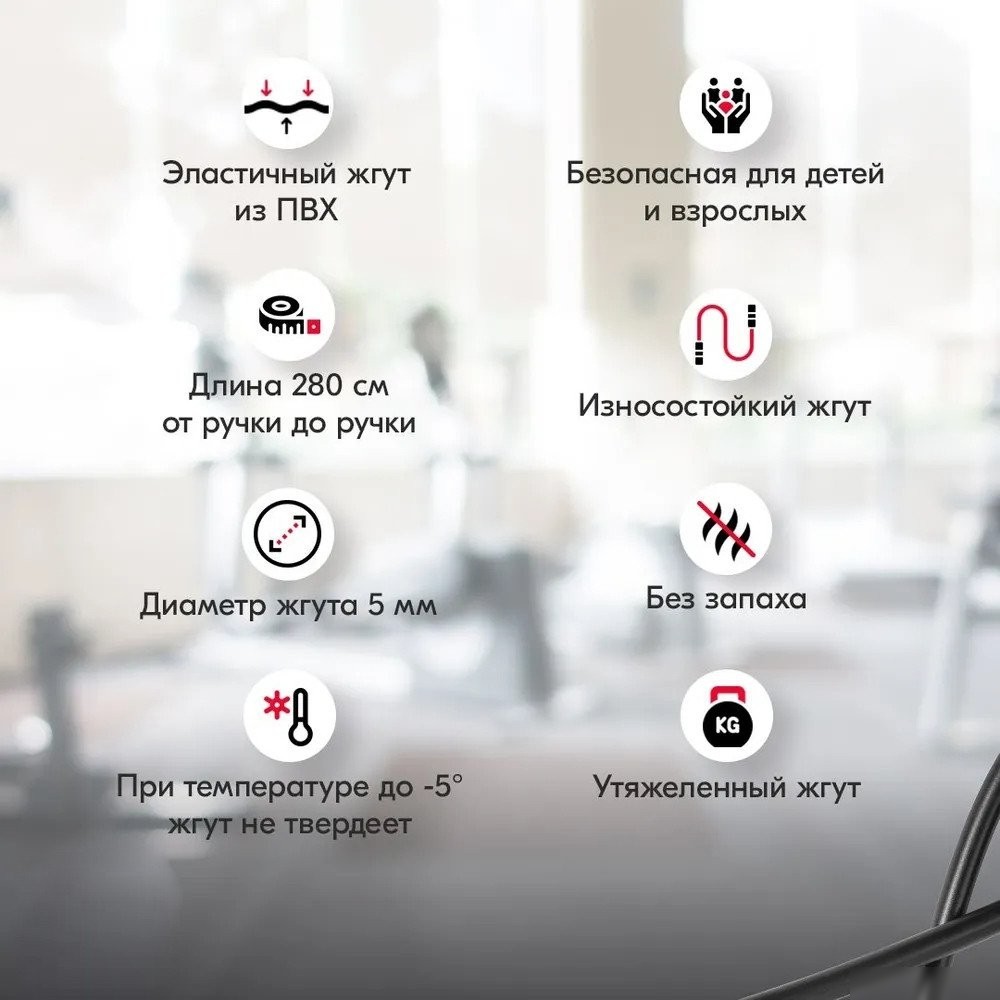 Скакалка Profitnesslab 2.8 м (красный/черный)
