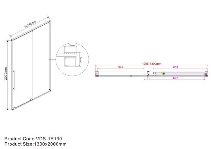 Душевая дверь Vincea Arno VPS-1A130CL (хром/прозрачное)