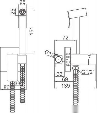 Смеситель с лейкой для биде Ledeme L75398-8