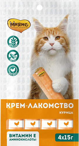 Лакомство для кошек Мнямс Крем-лакомство с курицей 60 г (4 шт)
