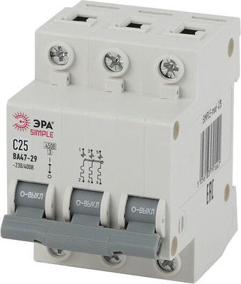Выключатель автоматический ЭРА Simple-Mod-23 ВА47-29 3P 25А 4.5кА C Б0039240