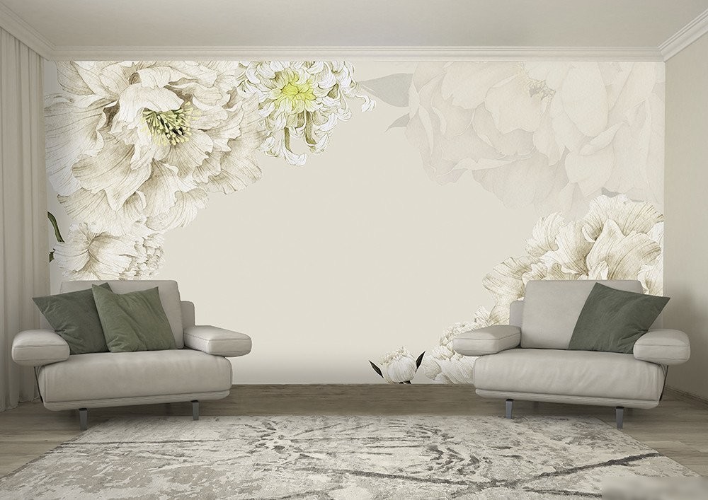 Фотообои Vimala 3D Бежевые цветы 270x400
