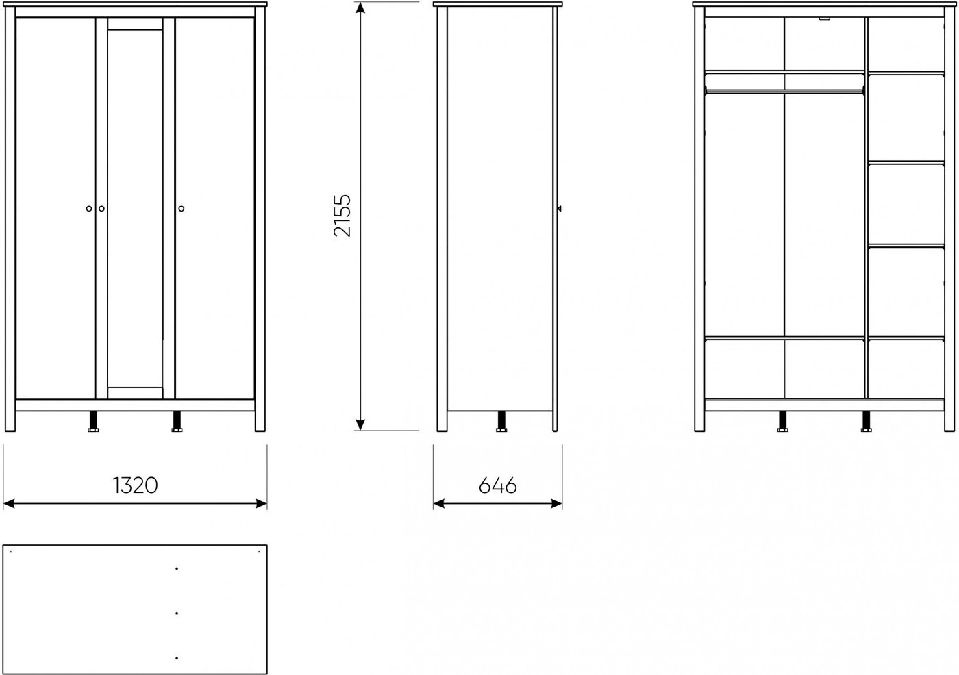 Шкаф распашной Mio Tesoro Сага 3 двери 2.08.01.040.1 (белый)