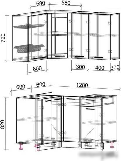 Готовая кухня Интерлиния Мила 12x13 без столешницы (серебристый/бетон)