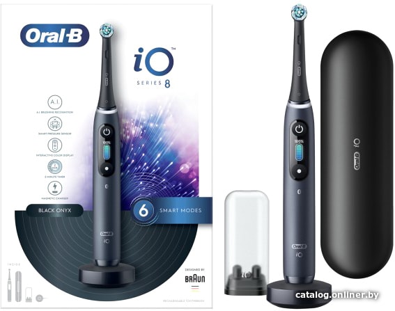 Электрическая зубная щетка Oral-B iO 8n (черный, 2 насадки)