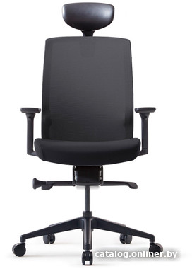 Офисное кресло Bestuhl J1 Black Pl с подголовником и подлокотником (черная сетка/черная ткань)