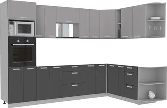 Готовая кухня Интерлиния Мила Лайт 1.88x3.0 правая без столешницы (серебристый/антрацит)