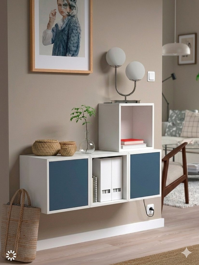 Полка ML Smart Group Соколянка 35x25x35 (фарфор белый/синий дымчатый/Синий дымчатый )