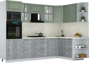 Готовая кухня Интерлиния Мила Шато 1.68x2.8 ВТ PR (мята/керамика/опал светлый)