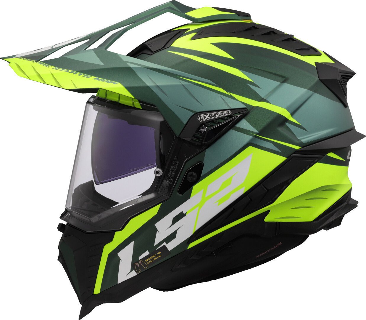 Мотошлем LS2 MX701 Explorer Spire (XL, зеленый/желтый)