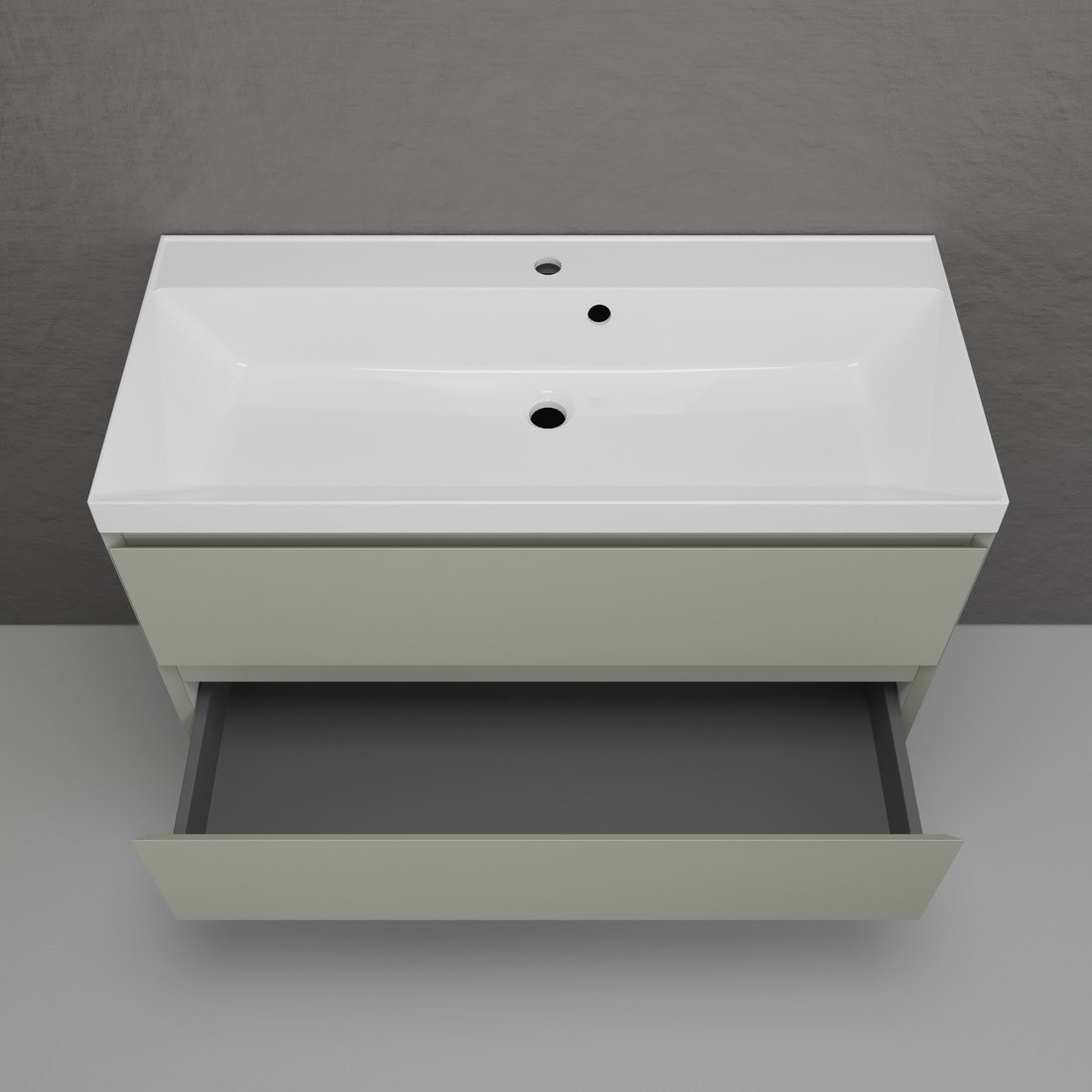 Symbolite Тумба под умывальник Манхэттен 100 Plus 2 ящика + Asti 100x45 (подвесная, олива/жасмин)