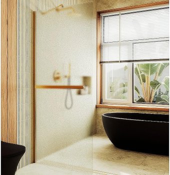 Душевая стенка MaybahGlass 99x195 MGD-1463-3ш (cатин cтекло/золото)