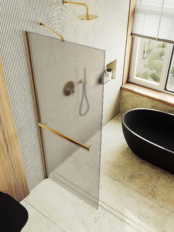Душевая стенка MaybahGlass 99x195 MGD-1460-3ш (бронзовое матовое стекло/золото)