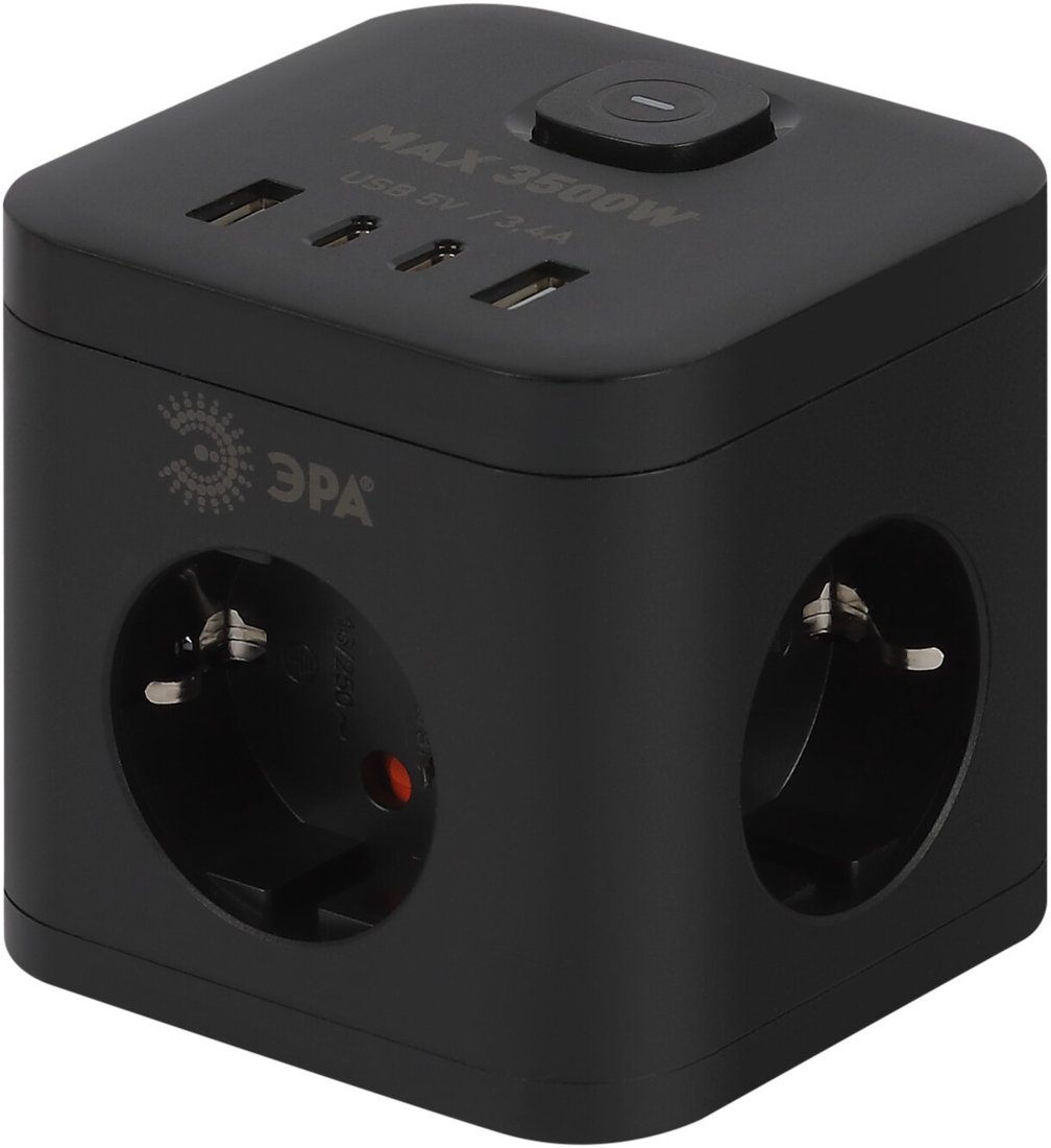 Сетевой фильтр ЭРА CUBE-3es-1.5m-4USB-B Б0069074