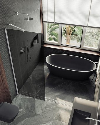 Душевая стенка MaybahGlass 99x195 MGD-1356-1ш (графитовое матовое стекло/белый матовый)
