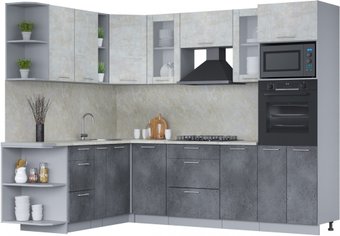 Готовая кухня Интерлиния Мила 1.88x2.6 левая (бетон лайт/бетон портленд/опал светлый)