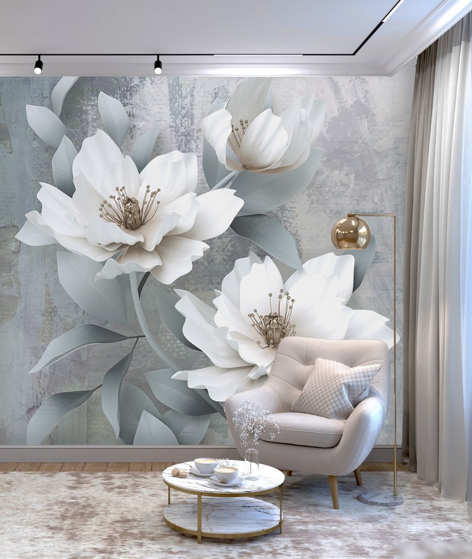 Фотообои Vimala 3D Белые цветы 270x300