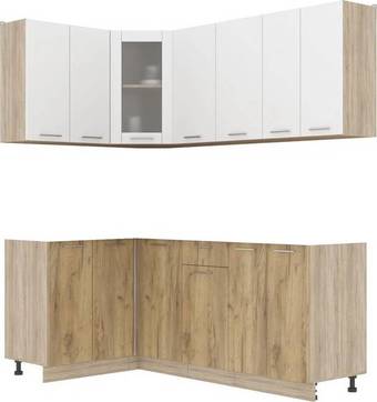 Готовая кухня Интерлиния Мила 12x20 без столешницы (белый платинум/дуб золотой)