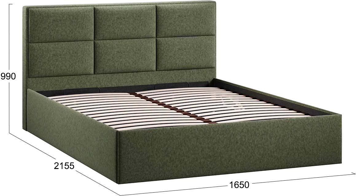 Кровать Трия Стелла Тип 1 c ПМ и заглушиной 160x200 (микровелюр Jercy Deep Green)