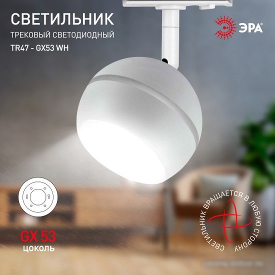 Трековый светильник ЭРА TR47-GX53 WH Б0054155