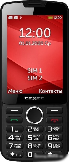 Кнопочный телефон TeXet TM-308 (черный/красный)