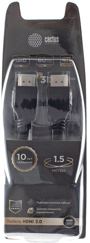 Кабель CACTUS HDMI - HDMI CS-HDMI.2-1.5 (2.5 м, черный)