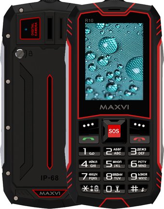 Кнопочный телефон Maxvi R10 (черный/красный)