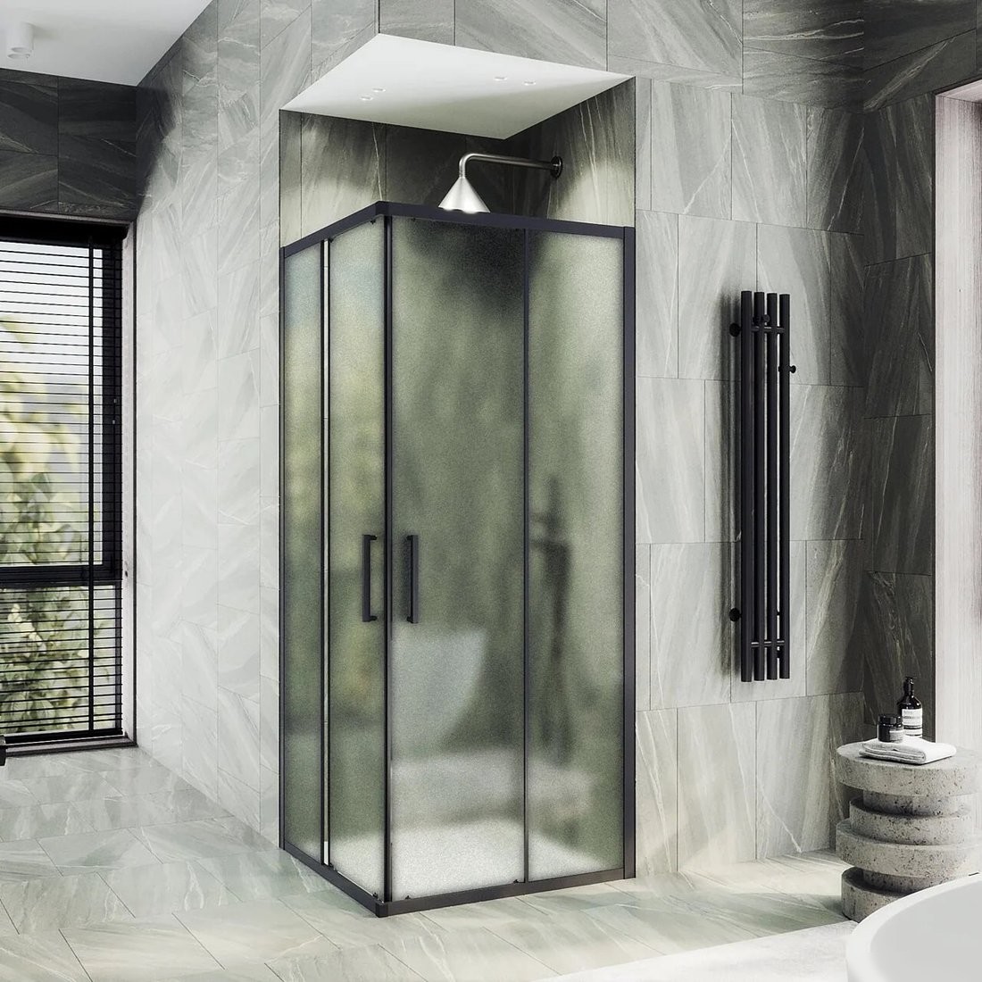 Душевой уголок MaybahGlass MGY-1327-6 (сатин стекло/черный)