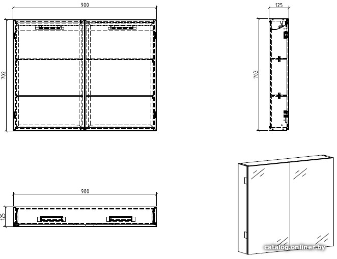 BelBagno Шкаф с зеркалом SPC-2A-DL-BL-900