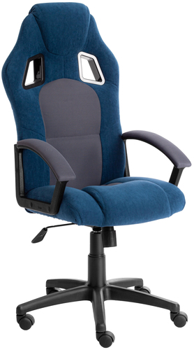 Кресло TetChair Driver (флок/ткань, синий/серый)