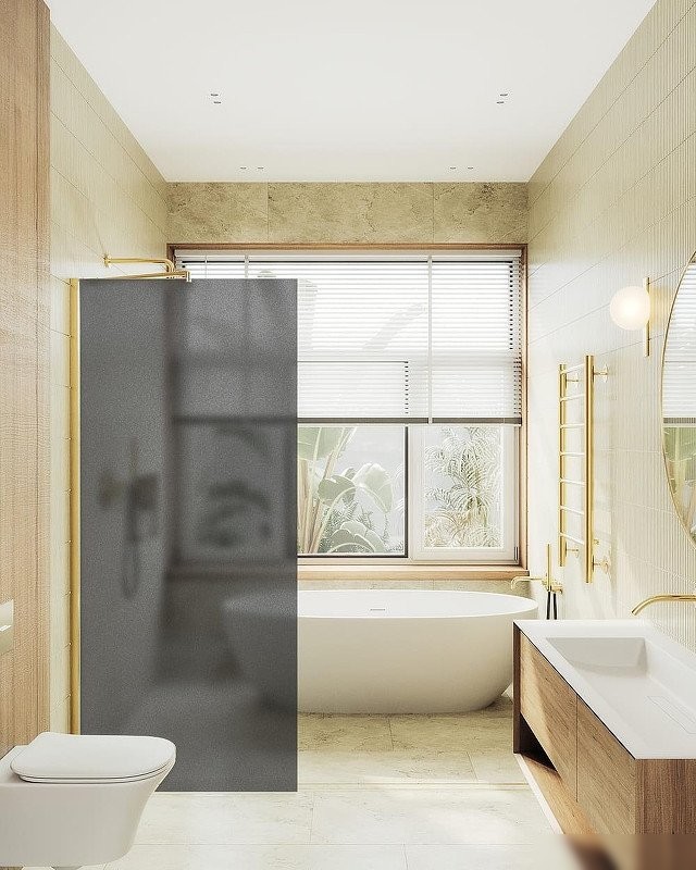 Душевая стенка MaybahGlass 99x195 MGD-1356-3ш (графитовое матовое стекло/золото)