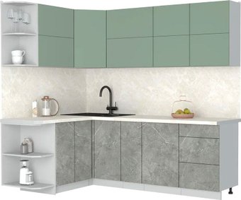 Кухонный модуль Интерлиния Мила Матте 1.5x2.3 А (мята/керамика/опал светлый)