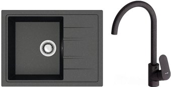 Кухонная мойка Berge BR-5850 + смеситель AM.PM Like F8007122 (черный)