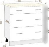 Шкаф напольный Кортекс-мебель Корнелия Лира НШ80р3ш (крем/королевский опал)