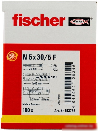 Дюбель-гвоздь Fischer N 5 x 30/5 F 513736 (100 шт)