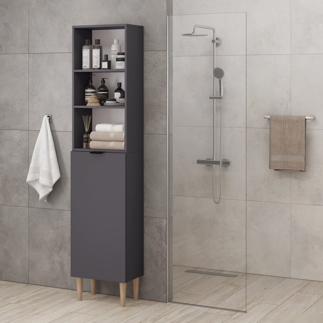 Стеллаж MONOFIX Одос с одной дверцей (графит)