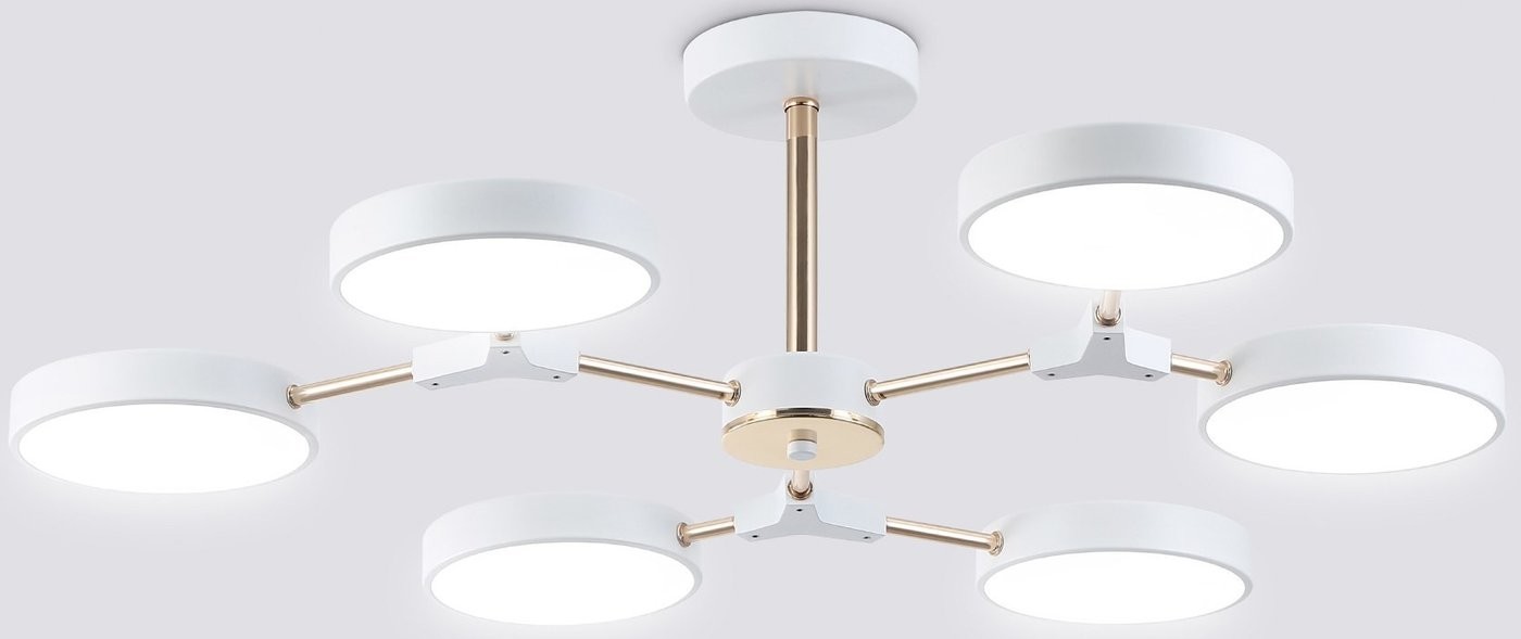 Люстра средней высоты Ambrella FL516333/6 WH/FGD (белый/золото) Люстра средней высоты Ambrella FL516333/6 WH/FGD (белый/золото)