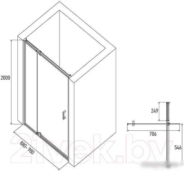 Душевая дверь Alex Baitler AB78C90 98x200