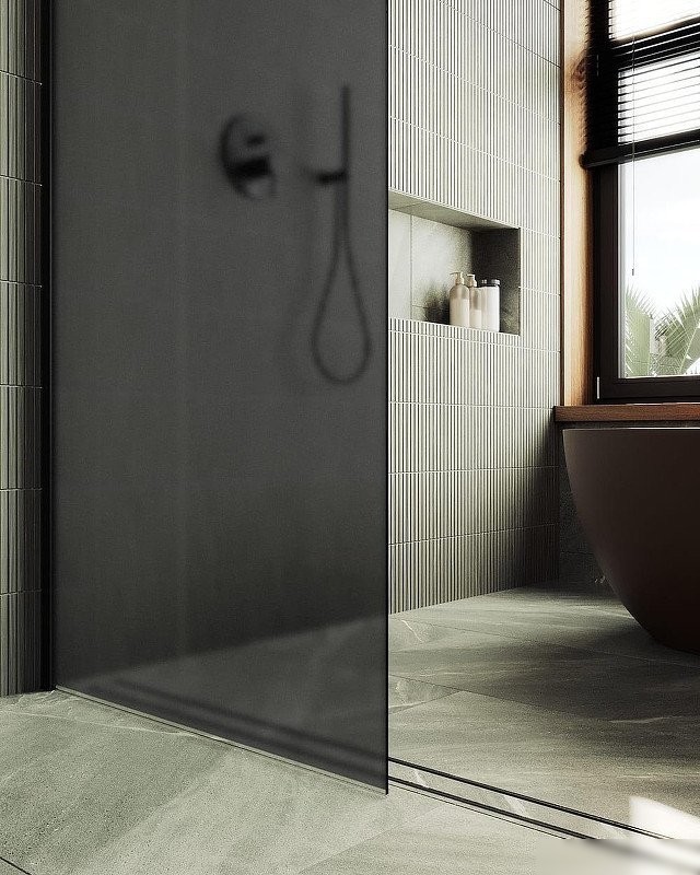 Душевая стенка MaybahGlass 99x195 MGD-1356-6ш (графитовое матовое стекло/черный)