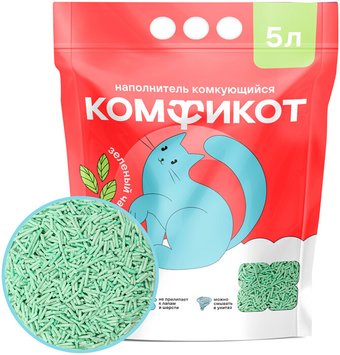 Наполнитель для туалета Комфикот Тофу 5л (зеленый чай)
