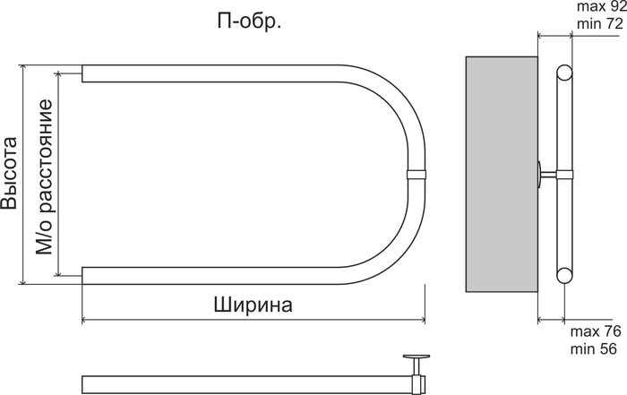 Полотенцесушитель TERMINUS Эконом П-обр AISI 32x2 (500x500)