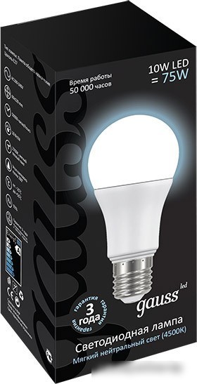 Светодиодная лампа Gauss E27 10 Вт 4100 К [LD102502210]