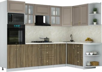 Готовая кухня Интерлиния Мила Шато 1.68x2.8 ВТ PR (луна/дуб вотан/опал светлый)