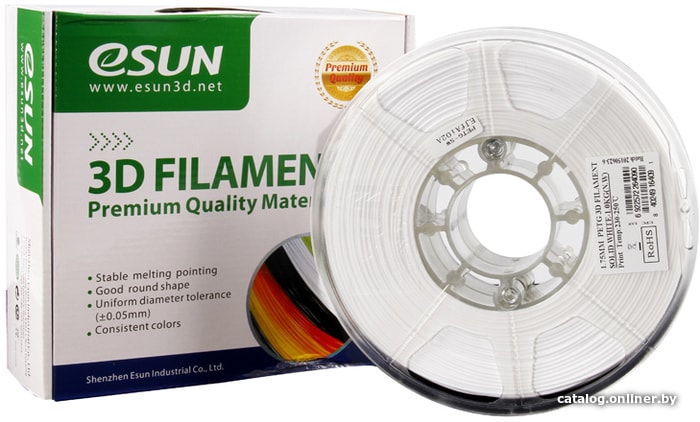 Пластик eSUN PET-G 1.75 мм 1000 г (белый непрозрачный)